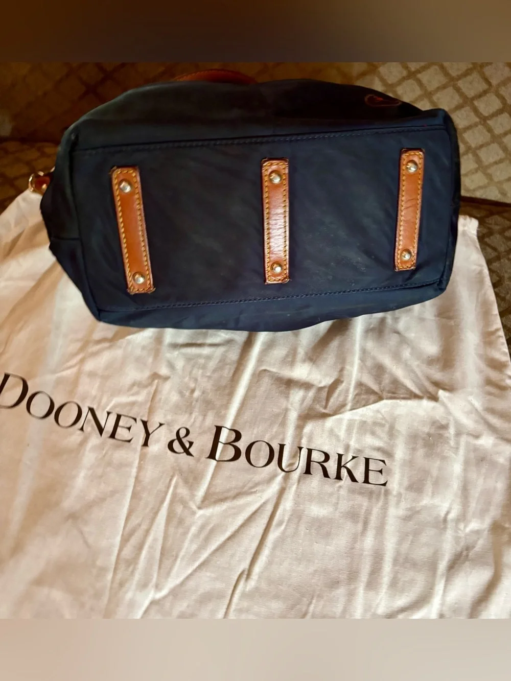 Dooney & Bourke Navy Nylon Satchel/Crossbody Vanessa Leather Bag w/Dustbag